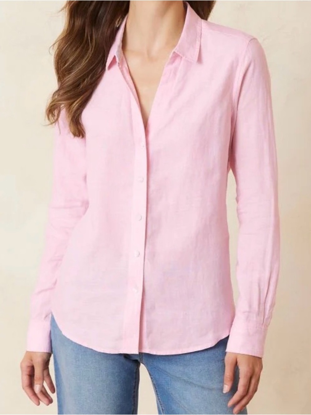 NWOT Tommy Bahama Coastalina Linen Long-Sleeve Shirt Size S/P Light Pink